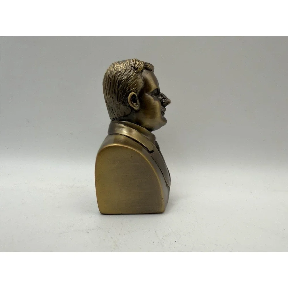 Theodore Roosevelt Bust Bronze Tone Presidential Statue Figurine Shelf Decor